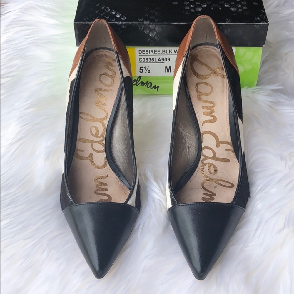 Sam Edelman Desiree Heels - Black/White Saddle